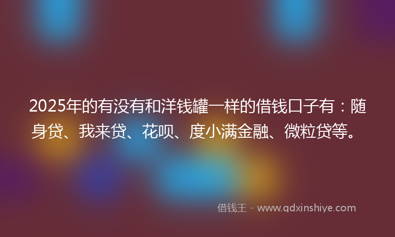 2025年的有没有和洋钱罐一样的借钱口子有：随身贷、我来贷、花呗、度小满金融、微粒贷等。
