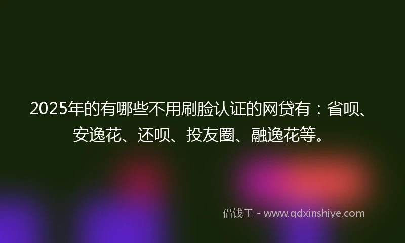 2025年的有哪些不用刷脸认证的网贷有：省呗、安逸花、还呗、投友圈、融逸花等。