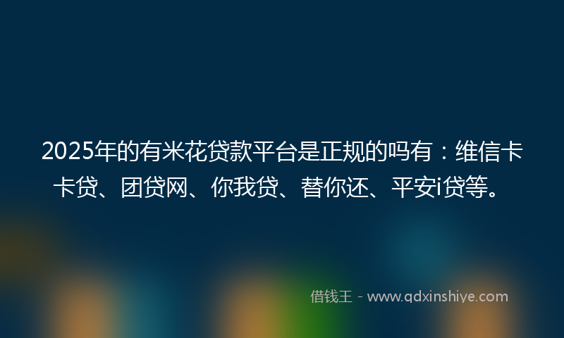 2025年的有米花贷款平台是正规的吗有：维信卡卡贷、团贷网、你我贷、替你还、平安i贷等。