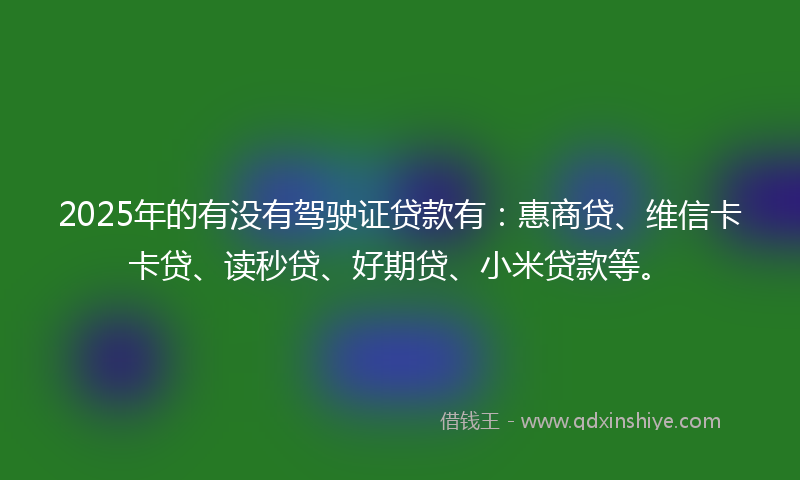2025年的有没有驾驶证贷款有：惠商贷、维信卡卡贷、读秒贷、好期贷、小米贷款等。