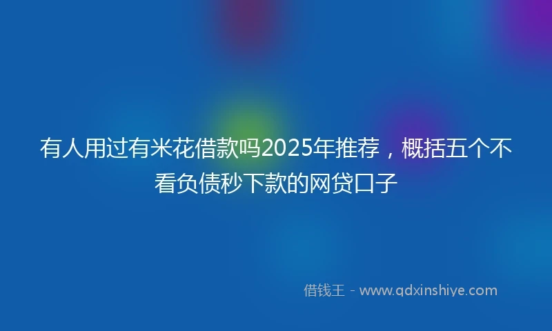有人用过有米花借款吗2025年推荐，概括五个不看负债秒下款的网贷口子