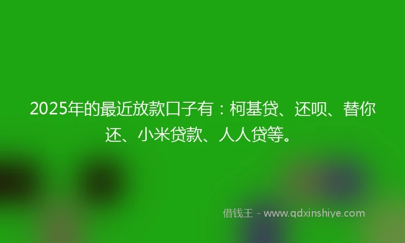 2025年的最近放款口子有：柯基贷、还呗、替你还、小米贷款、人人贷等。