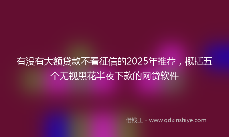 有没有大额贷款不看征信的2025年推荐，概括五个无视黑花半夜下款的网贷软件