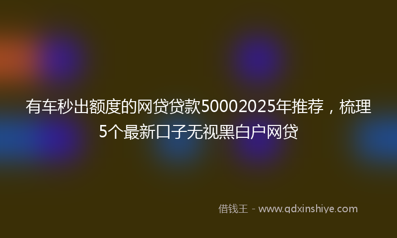 有车秒出额度的网贷贷款50002025年推荐，梳理5个最新口子无视黑白户网贷