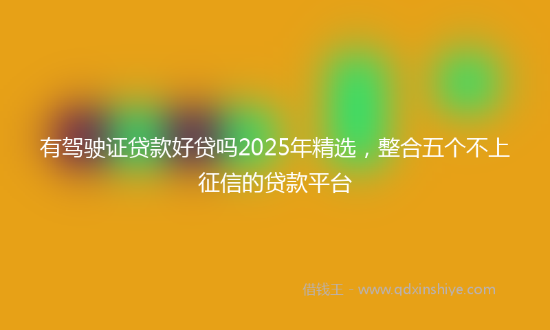 有驾驶证贷款好贷吗2025年精选，整合五个不上征信的贷款平台