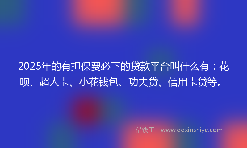 2025年的有担保费必下的贷款平台叫什么有：花呗、超人卡、小花钱包、功夫贷、信用卡贷等。