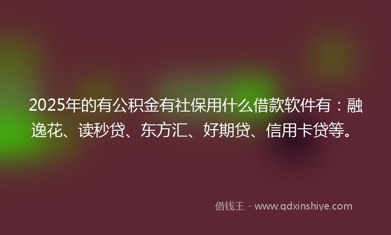 2025年的有公积金有社保用什么借款软件有：融逸花、读秒贷、东方汇、好期贷、信用卡贷等。