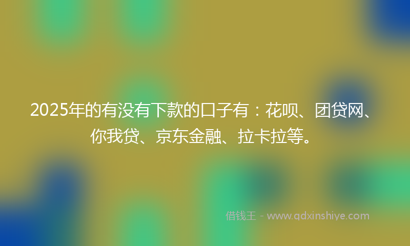 2025年的有没有下款的口子有：花呗、团贷网、你我贷、京东金融、拉卡拉等。