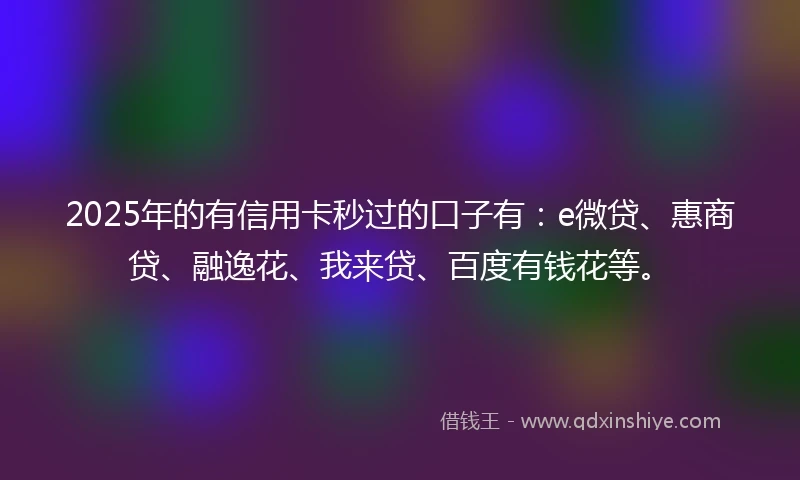 2025年的有信用卡秒过的口子有：e微贷、惠商贷、融逸花、我来贷、百度有钱花等。