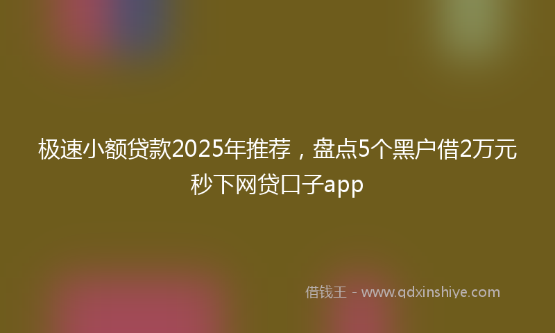 极速小额贷款2025年推荐，盘点5个黑户借2万元秒下网贷口子app