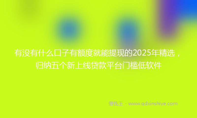 有没有什么口子有额度就能提现的2025年精选，归纳五个新上线贷款平台门槛低软件