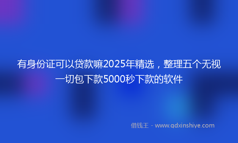 有身份证可以贷款嘛2025年精选，整理五个无视一切包下款5000秒下款的软件