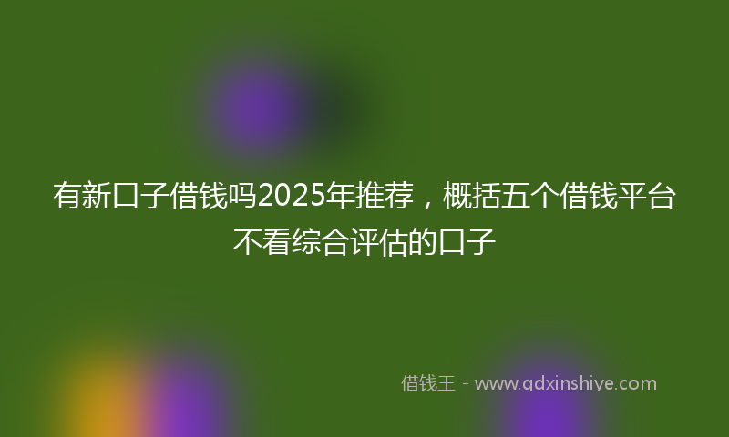有新口子借钱吗2025年推荐，概括五个借钱平台不看综合评估的口子