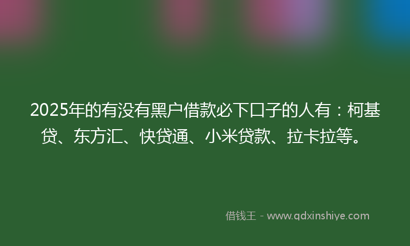 2025年的有没有黑户借款必下口子的人有：柯基贷、东方汇、快贷通、小米贷款、拉卡拉等。