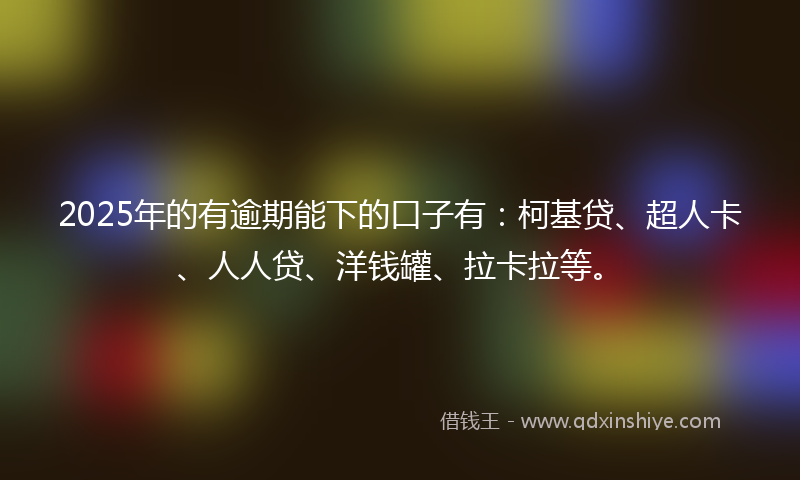 2025年的有逾期能下的口子有：柯基贷、超人卡、人人贷、洋钱罐、拉卡拉等。
