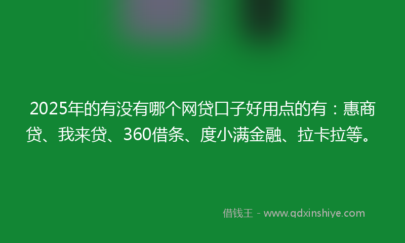 2025年的有没有哪个网贷口子好用点的有：惠商贷、我来贷、360借条、度小满金融、拉卡拉等。