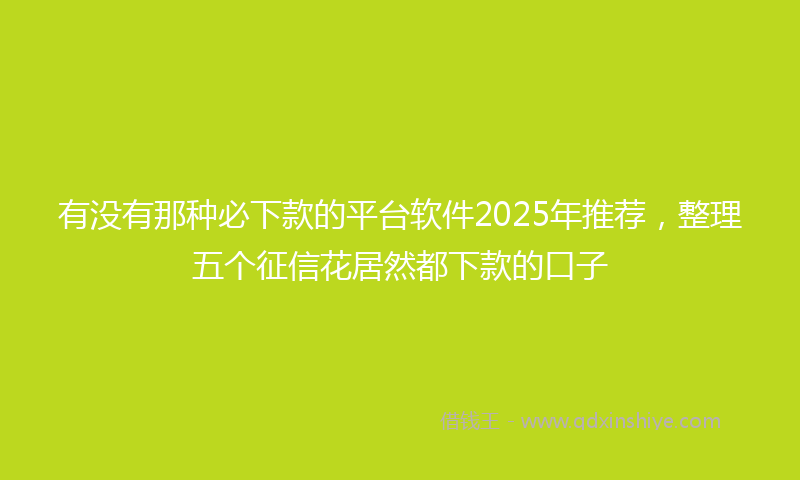 有没有那种必下款的平台软件2025年推荐，整理五个征信花居然都下款的口子