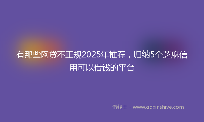 有那些网贷不正规2025年推荐，归纳5个芝麻信用可以借钱的平台