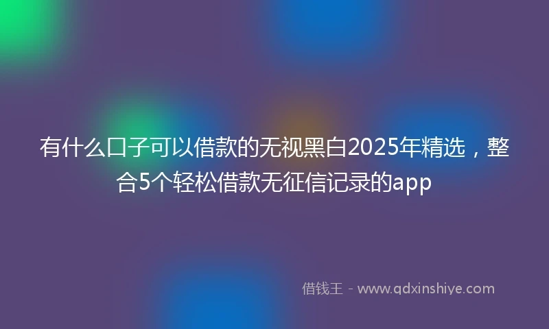 有什么口子可以借款的无视黑白2025年精选，整合5个轻松借款无征信记录的app