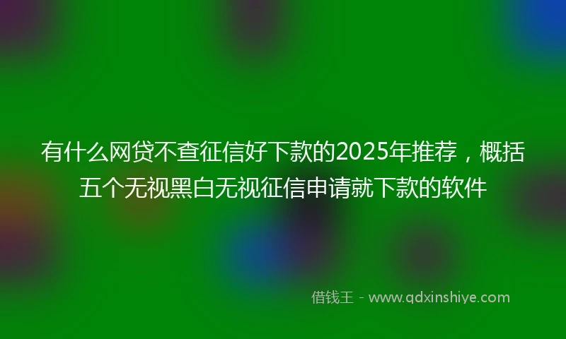 有什么网贷不查征信好下款的2025年推荐，概括五个无视黑白无视征信申请就下款的软件
