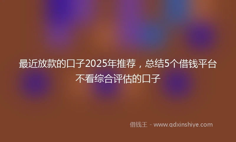 最近放款的口子2025年推荐，总结5个借钱平台不看综合评估的口子