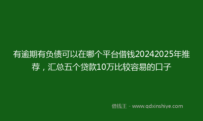 有逾期有负债可以在哪个平台借钱20242025年推荐，汇总五个贷款10万比较容易的口子