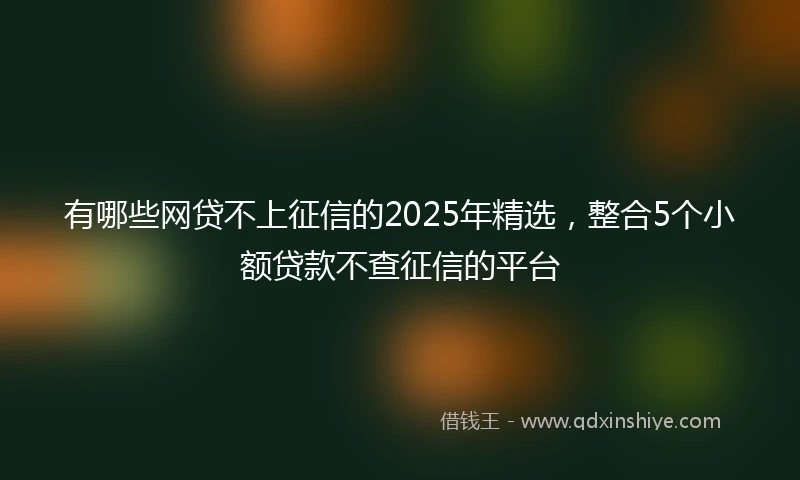 有哪些网贷不上征信的2025年精选，整合5个小额贷款不查征信的平台