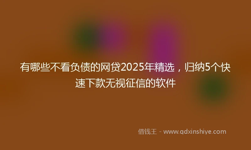 有哪些不看负债的网贷2025年精选，归纳5个快速下款无视征信的软件