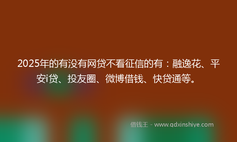 2025年的有没有网贷不看征信的有：融逸花、平安i贷、投友圈、微博借钱、快贷通等。