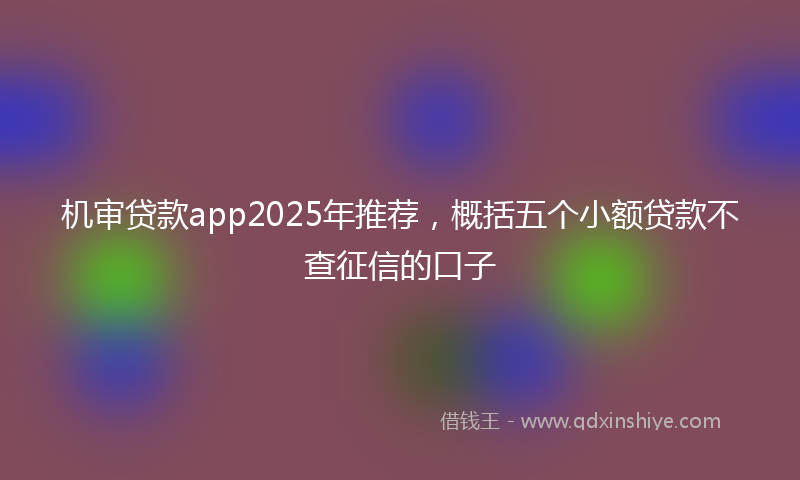 机审贷款app2025年推荐，概括五个小额贷款不查征信的口子
