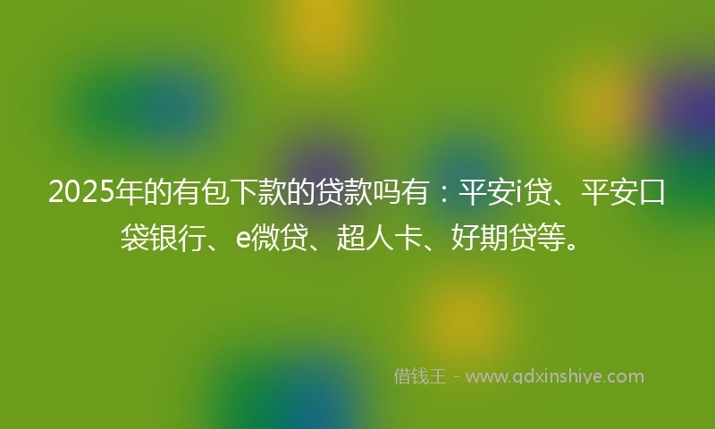 2025年的有包下款的贷款吗有：平安i贷、平安口袋银行、e微贷、超人卡、好期贷等。