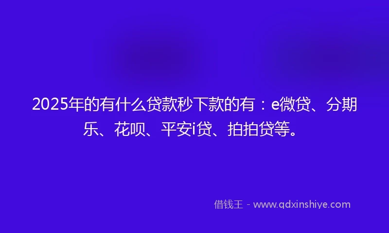 2025年的有什么贷款秒下款的有：e微贷、分期乐、花呗、平安i贷、拍拍贷等。