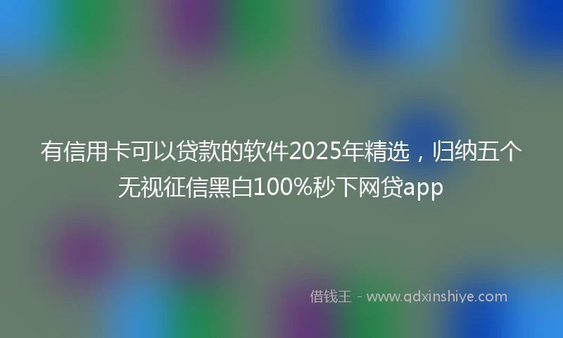 有信用卡可以贷款的软件2025年精选，归纳五个无视征信黑白100%秒下网贷app
