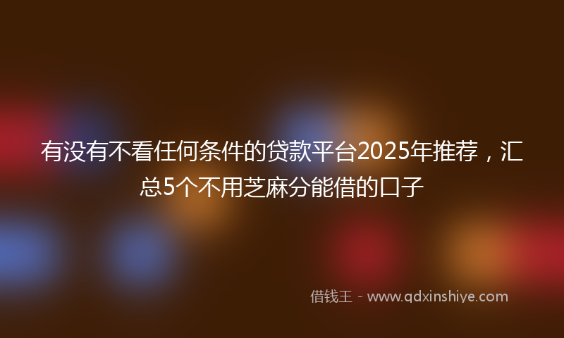 有没有不看任何条件的贷款平台2025年推荐，汇总5个不用芝麻分能借的口子