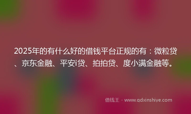 2025年的有什么好的借钱平台正规的有：微粒贷、京东金融、平安i贷、拍拍贷、度小满金融等。
