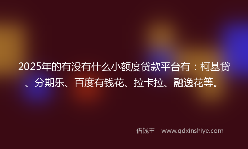 2025年的有没有什么小额度贷款平台有：柯基贷、分期乐、百度有钱花、拉卡拉、融逸花等。