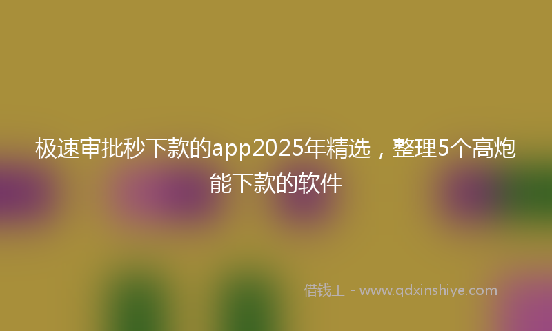 极速审批秒下款的app2025年精选，整理5个高炮能下款的软件