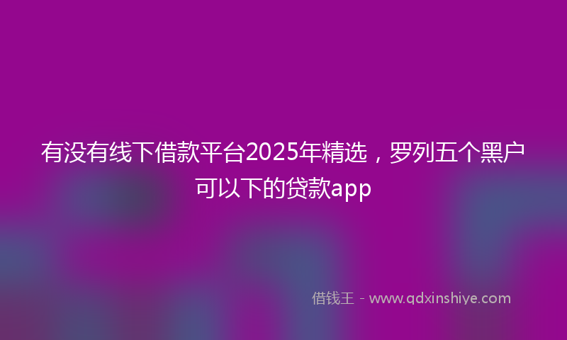 有没有线下借款平台2025年精选，罗列五个黑户可以下的贷款app
