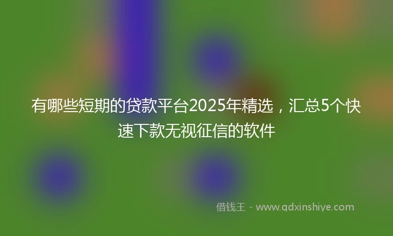 有哪些短期的贷款平台2025年精选，汇总5个快速下款无视征信的软件