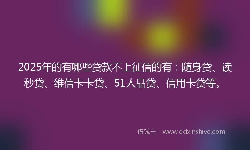 2025年的有哪些贷款不上征信的有：随身贷、读秒贷、维信卡卡贷、51人品贷、信用卡贷等。