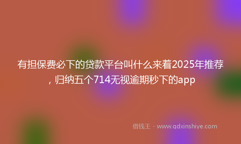有担保费必下的贷款平台叫什么来着2025年推荐，归纳五个714无视逾期秒下的app