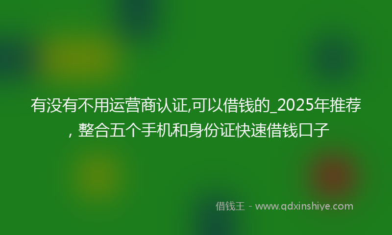 有没有不用运营商认证,可以借钱的_2025年推荐，整合五个手机和身份证快速借钱口子
