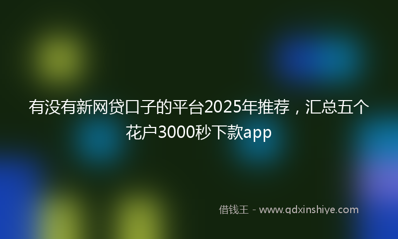 有没有新网贷口子的平台2025年推荐，汇总五个花户3000秒下款app