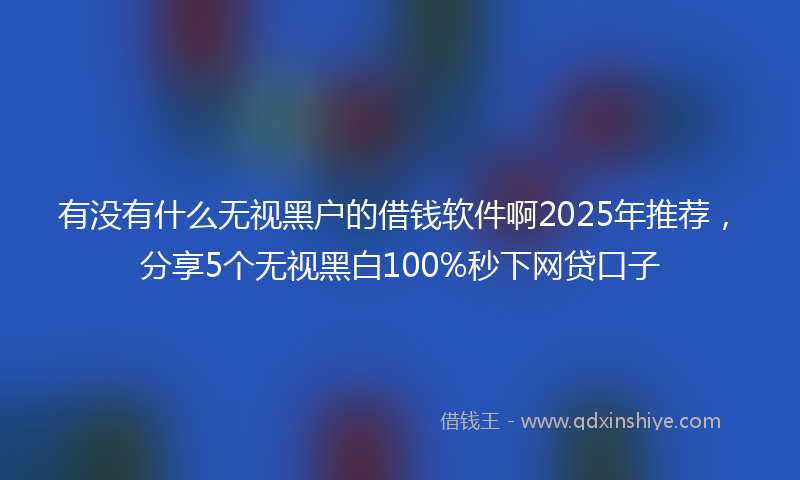 有没有什么无视黑户的借钱软件啊2025年推荐，分享5个无视黑白100%秒下网贷口子