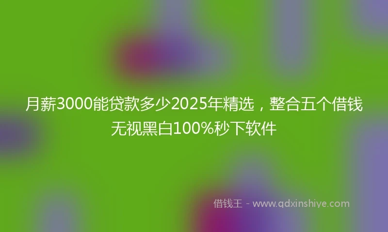 月薪3000能贷款多少2025年精选，整合五个借钱无视黑白100%秒下软件
