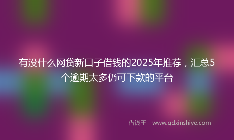 有没什么网贷新口子借钱的2025年推荐，汇总5个逾期太多仍可下款的平台