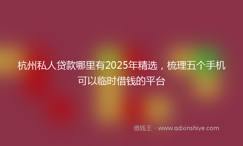 杭州私人贷款哪里有2025年精选，梳理五个手机可以临时借钱的平台