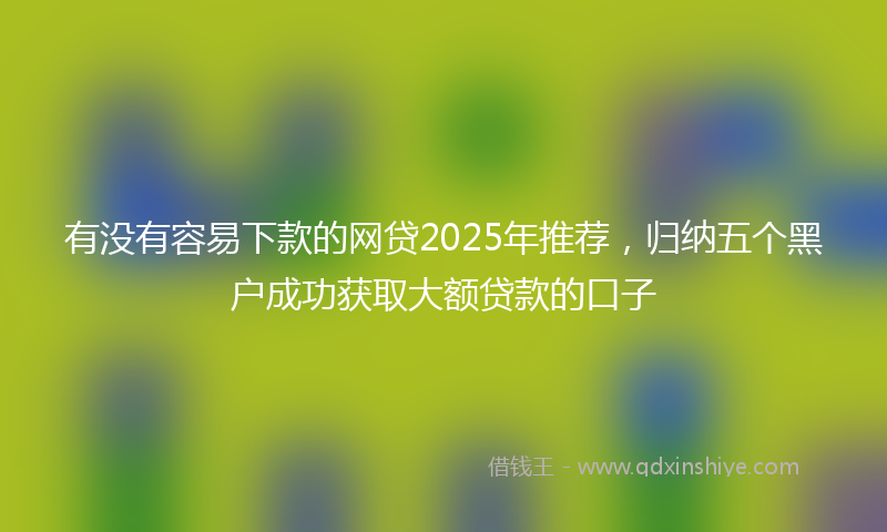 有没有容易下款的网贷2025年推荐，归纳五个黑户成功获取大额贷款的口子