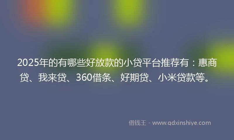 2025年的有哪些好放款的小贷平台推荐有：惠商贷、我来贷、360借条、好期贷、小米贷款等。