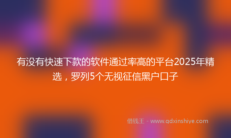 有没有快速下款的软件通过率高的平台2025年精选，罗列5个无视征信黑户口子